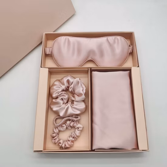 Comfortable Custom Pure Mulberry Silk Pillow Case 100% Mulberry Silk Pillowcase Gift Set with Eyemask Hair Accessories